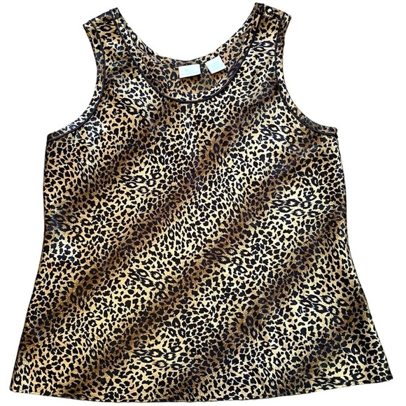 Etonné Leopard/Cheetah Print Satin Tank Top Size Medium - Picture 3 of 6